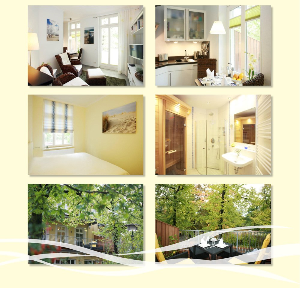 Impressionen: Wohnraum, Küche, Schlafzimmer, Bad, Blick vom Balkon